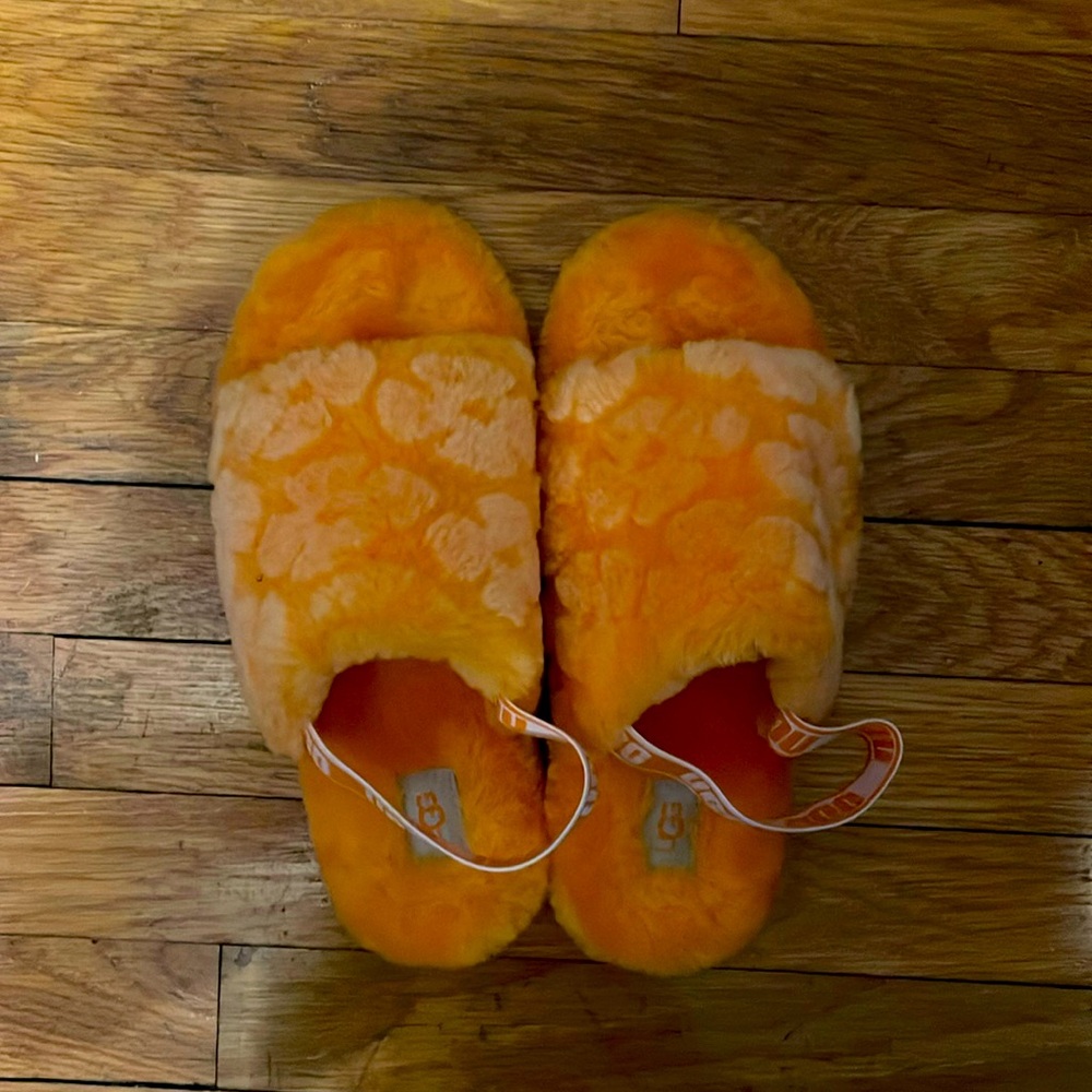 Orange 70s print Ugg sling back slippers